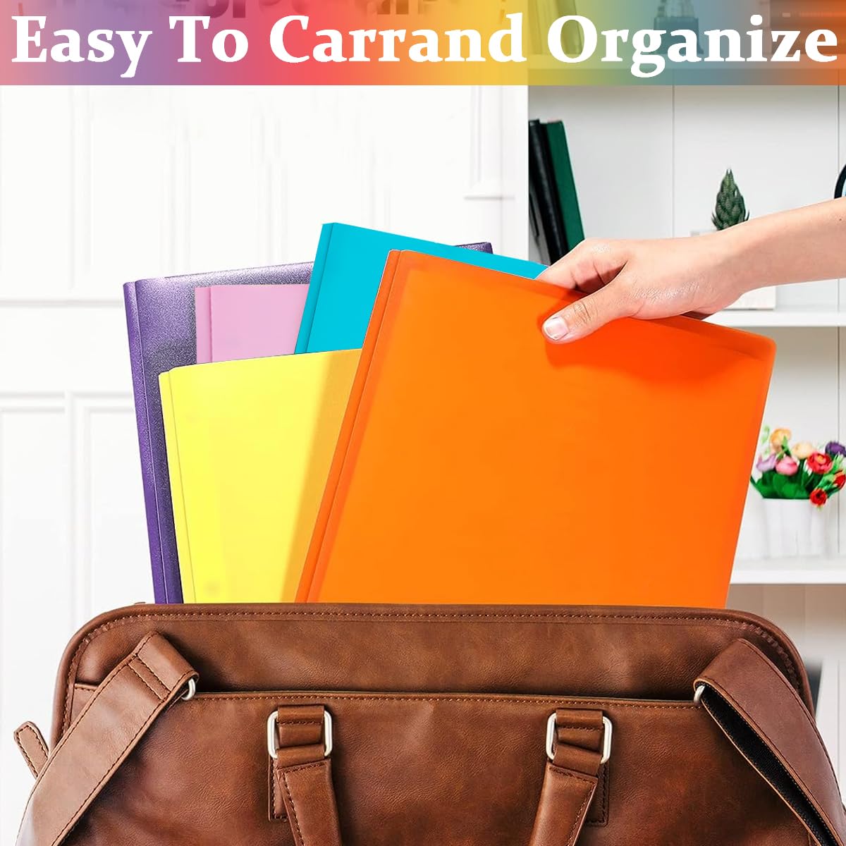 Climberty 7 Pcs Plastic File Folders, Heavy Duty Folders with Pockets, 3 Holes Binder File Folder for Punched Hole Paper Files, Accordion Document Organizer, A4 Portable Accordion Paper