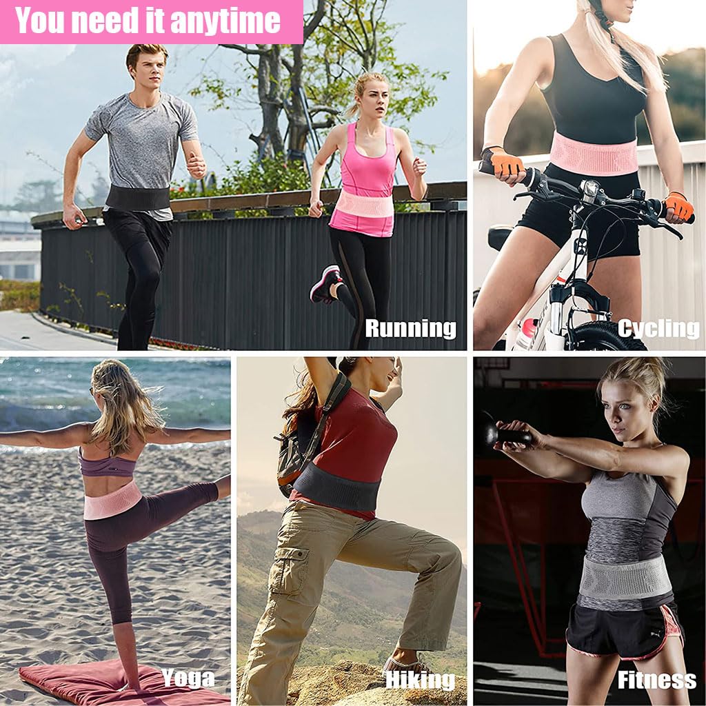 PALAY Slim Running Belt Bag with Hook Elastic Open Waist Bag for Keep Phone, Keys, Earbuds, Waist Bag with Large Capacity Running Waist Pack for Workouts, Exercise, Cycling, Travel