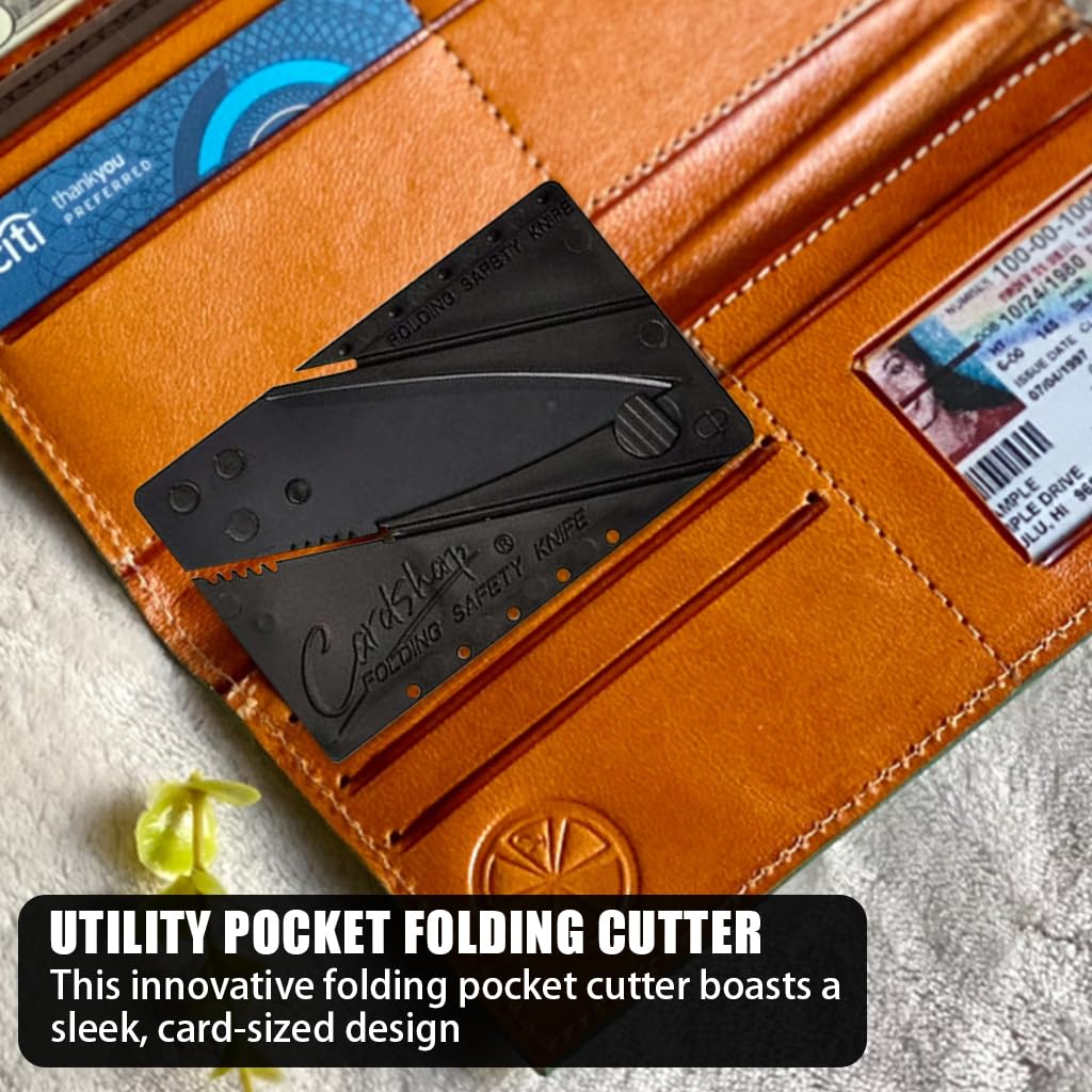 Proberos Folding Pocket Cutter Portable Outdoor Cutter Card-sized Folding Cutter 65mm 304 Stainless Blade Pocket Cutter Survival Gear Self-defence Tool Box Cutter