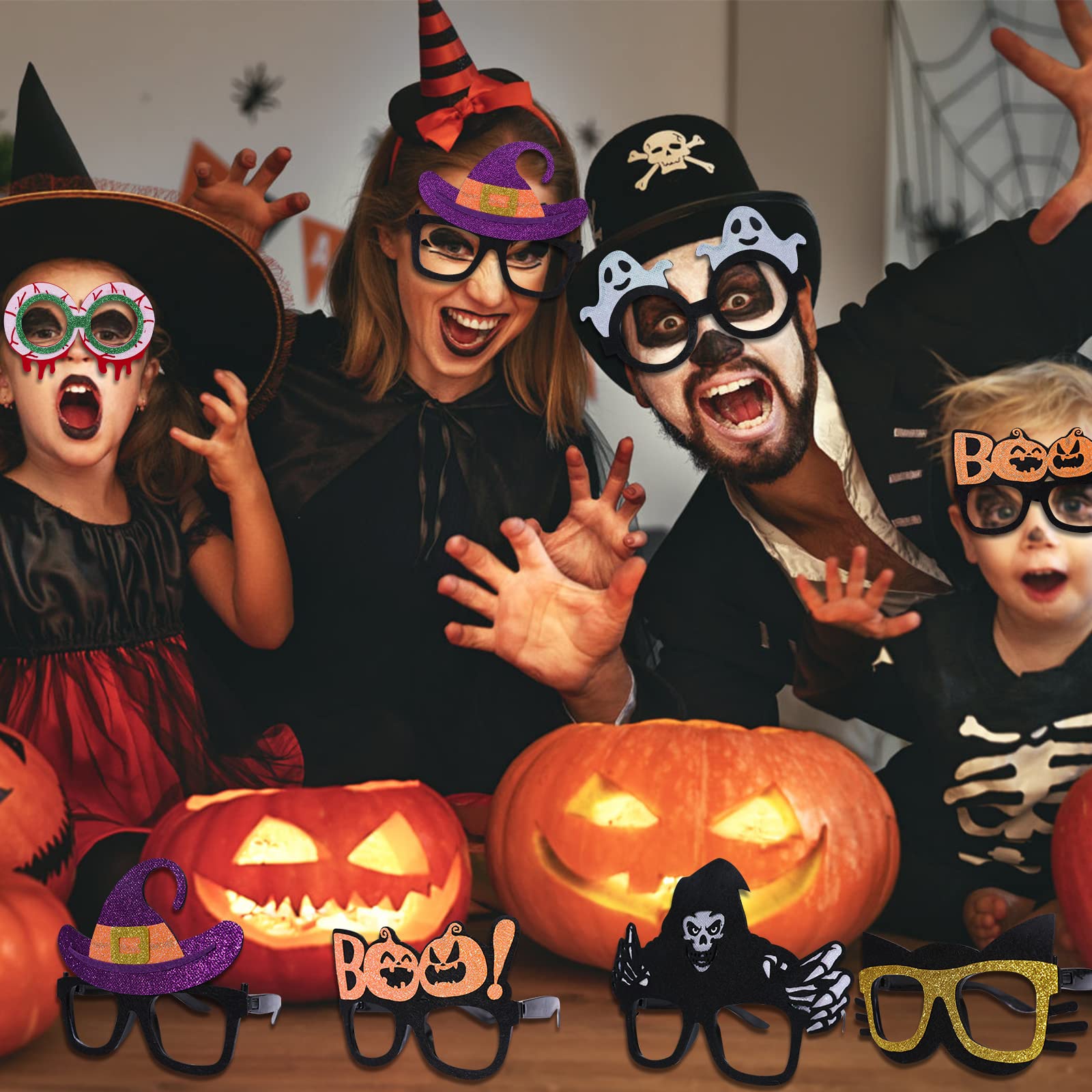 PATPAT 12Pcs Halloween Paper Eyeglasses, Halloween Decorations Paper Glasses for Kids Adults, Photobooth Props Halloween Dress Up, Halloween Party Favor Glasses for Kids Party Supplies Halloween Mask