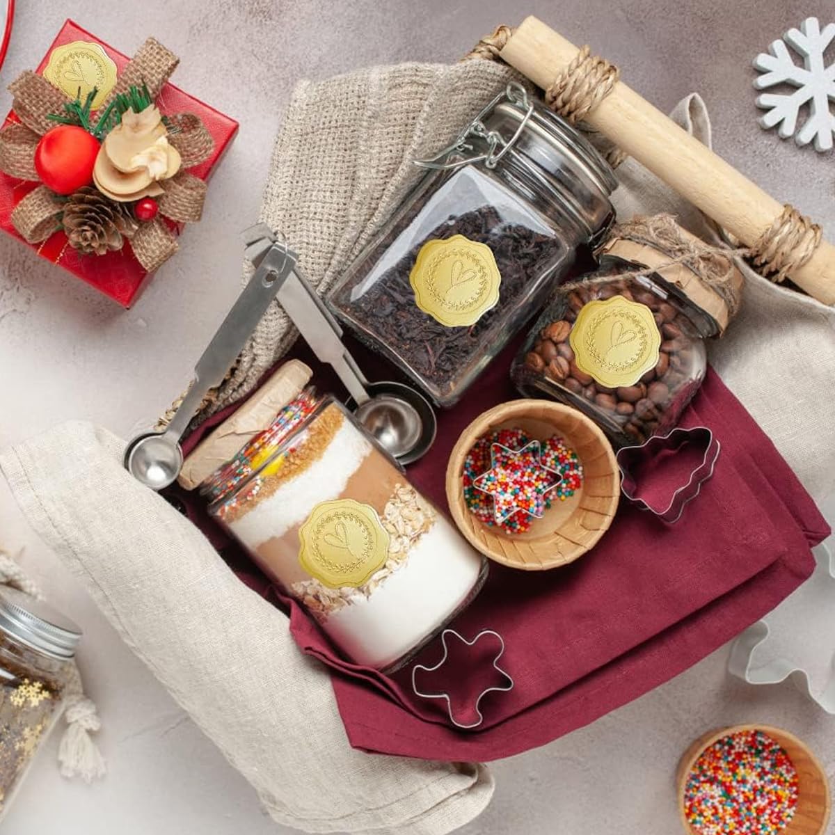 Climberty 250pcs Wax Seal Stickers, Self-Adhesive Gold Embossed Wax Seal Sealing Stickers, Heart Envelope Seals for Wedding Invitations/Greeting Cards/Party Favors, 3.4 x 3.7cm per one