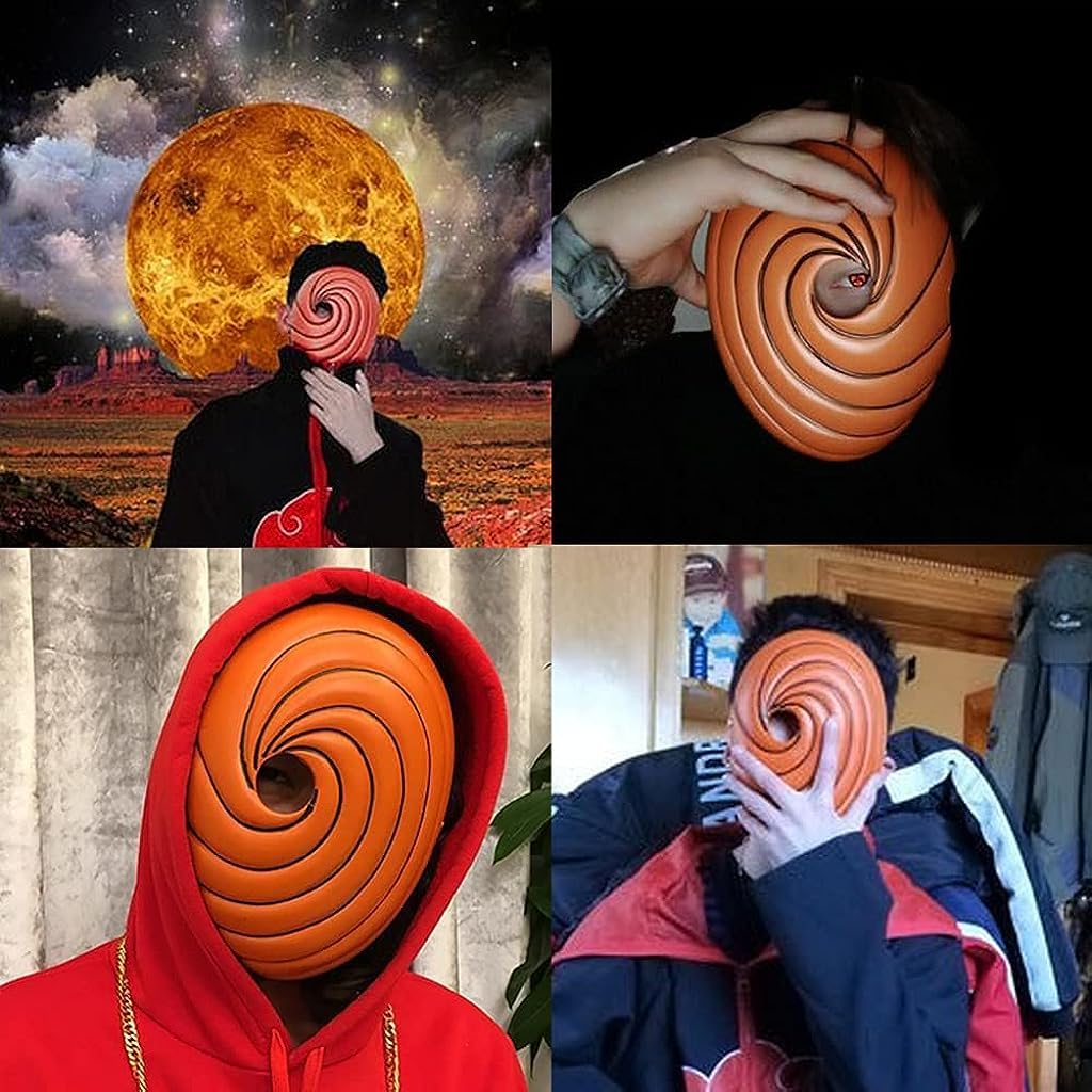 FANCYKU Tobi Obito Mask Resin Mask Costume Mask Cosplay Props Halloween Party Gift for Kids Ninja Anime Uchiha Cosplay