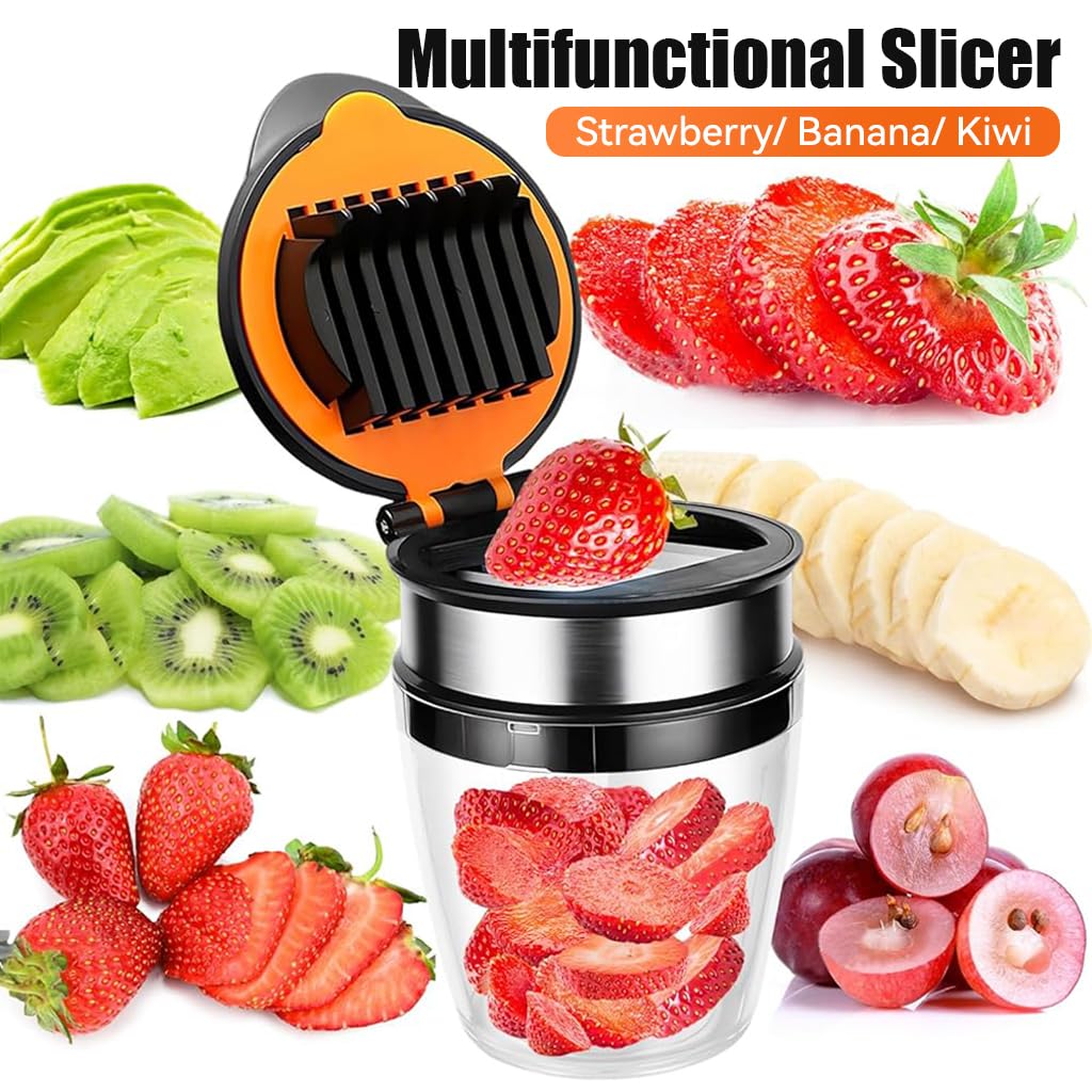 Supvox Fruit Slicer, Strawberry Slicer, Banana Slicer, Kiwi Cutter, Multipurpose 304 Stainless Steel Blade, Heavy Duty Egg Slicer for Soft Fruit, Quickly Making Fruit Vegetable Salad