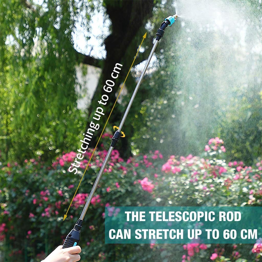 HASTHIP 5L Electric Agriculture Sprayer - with Watering Can & 3m Pipe & 2 Nozzles - USB Rechargeable Sprayer Pump - Portable Sprayer with Telescopic Wand for Gardening Greenhouse Planting Bush Flower