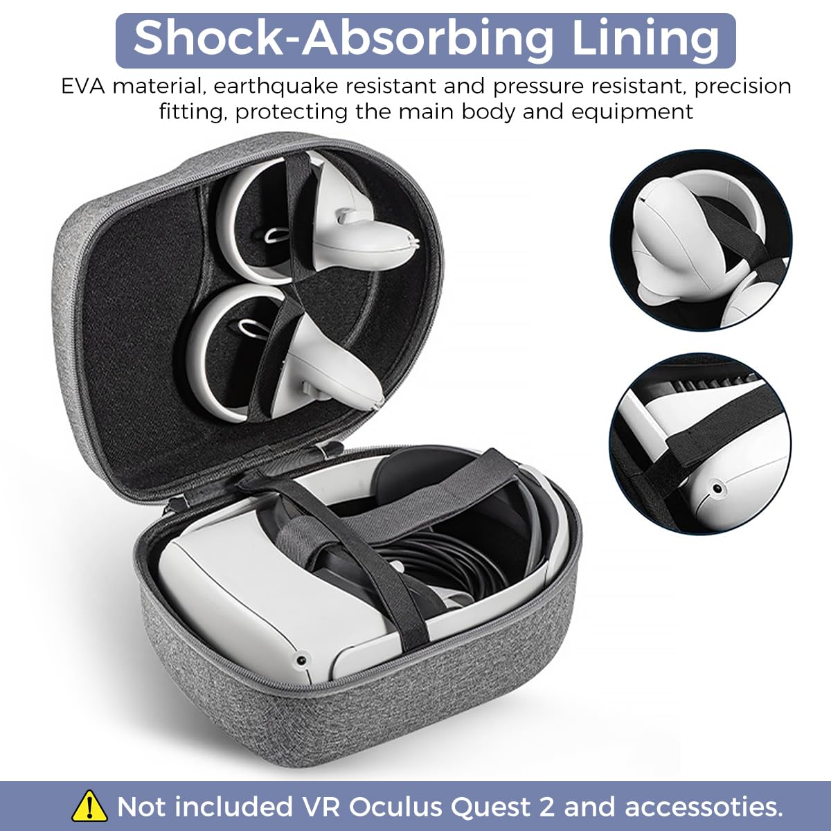 ZORBES Hard Carrying Case for Meta Quest 3/Meta Quest 2/Meta Quest Pro/Pico 4/Pico 4 Pro VR Headset Accessories Virtual Reality Safe and Portable Protectio Compatible with Original Official Elite Head Strap