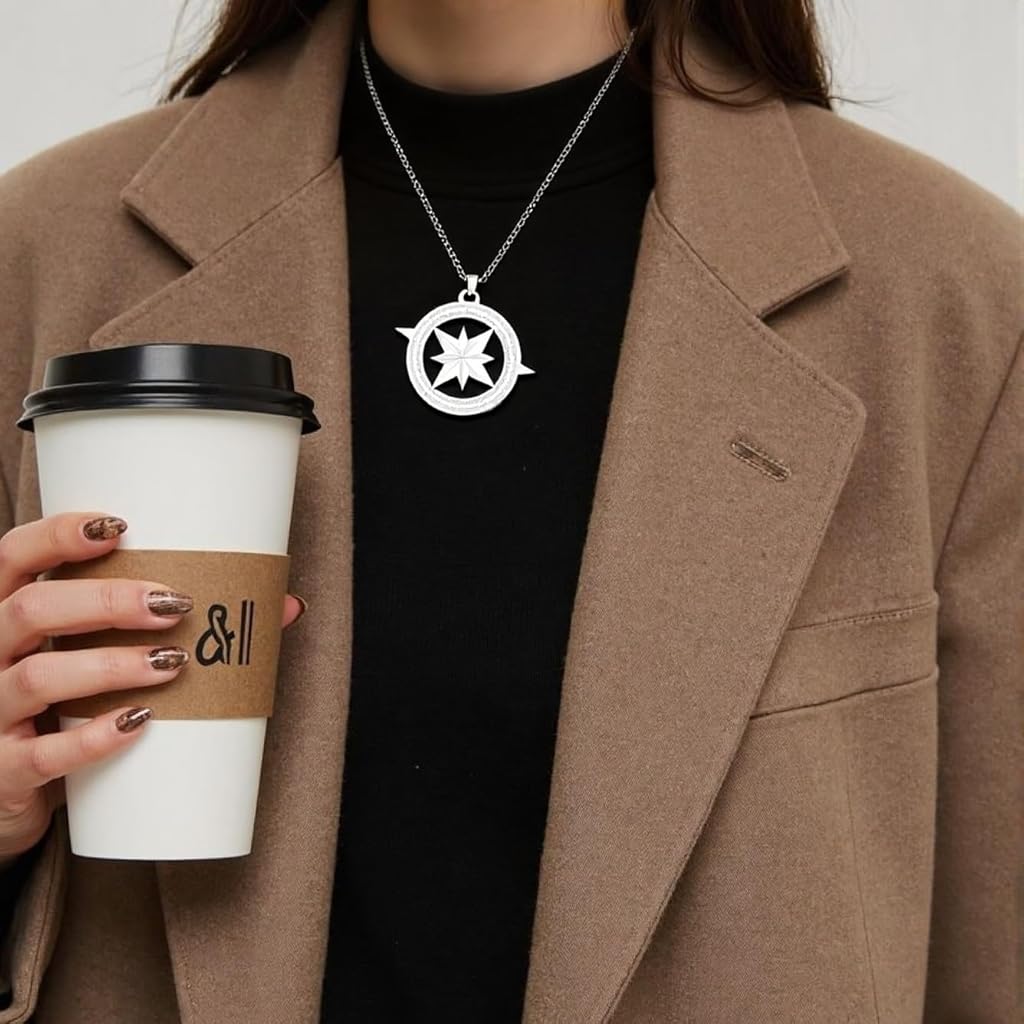 SANNIDHI® Stray Kids Necklace Inspired Merch Necklace Set –“Stay” Pendant Compass Design Jewelry Accessory for Stay Fans Gifts