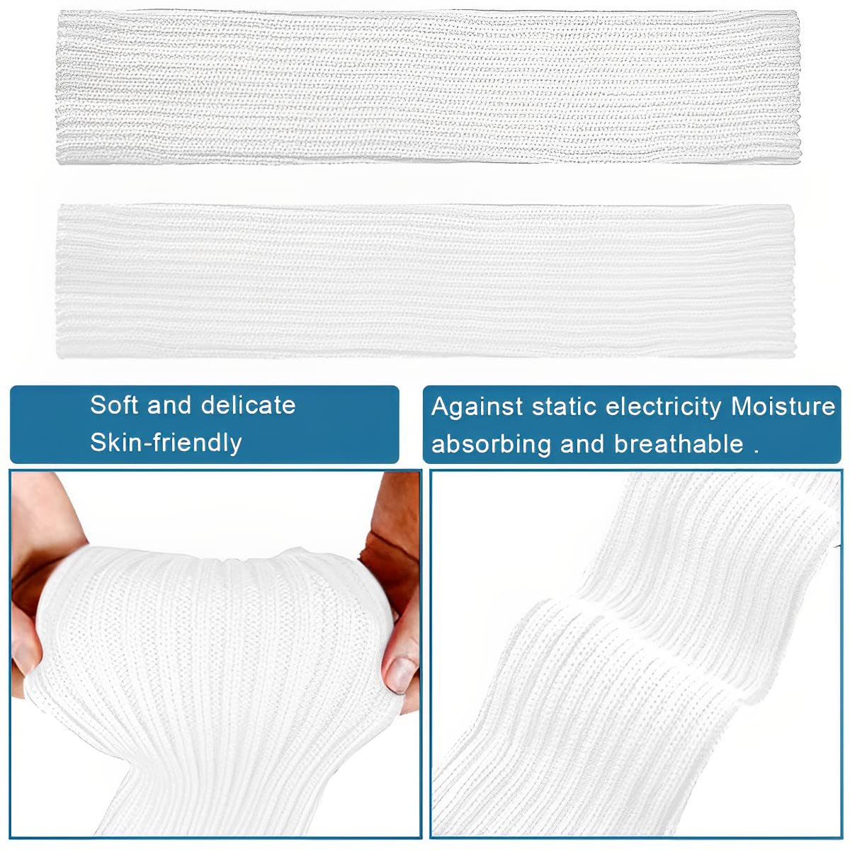 GUSTAVE Cream White Knit Leg Warmers for Women and Girls,Calf Cuffs Stocking 80s Fall Winter Boot Socks for Party,Sports and Yoga