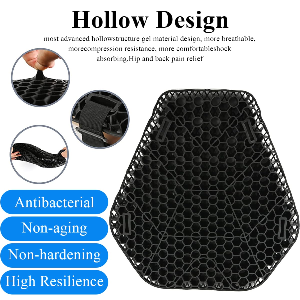 STHIRA Universal Motorcycle Gel Seat Cushion for Front/Rear Motorcycle Seat Pad 3D Honeycomb Motorcycle Seat Cover Structure Breathable Shock Absorption for Comfortable Universal Seats