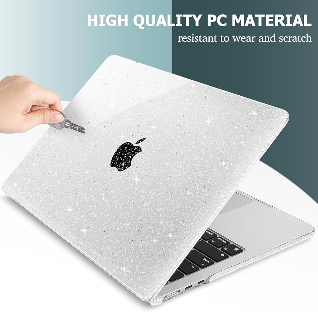 HASTHIP Laptop Case for MacBook Air M2 A2681/M3 A3113 13.6 inch Sparkling Transparent Laptop Case Fashion Cover Transparent Laptop Case Cover Compatible with MacBook Air13.6 A2681/A3113