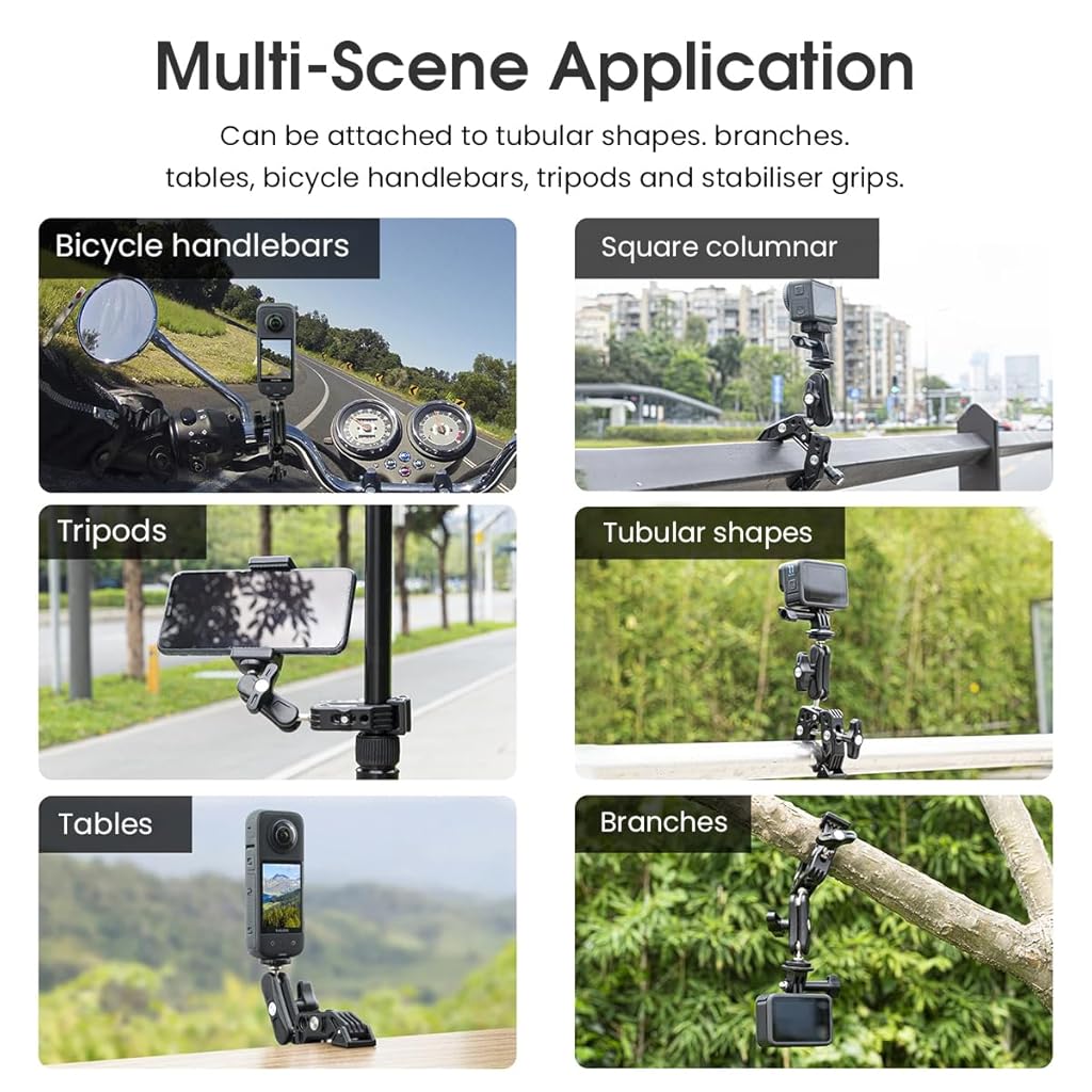 ZORBES Super Clamp Camera Clamp Mount 360° Dual Ballhead Magic Arm with 1/4