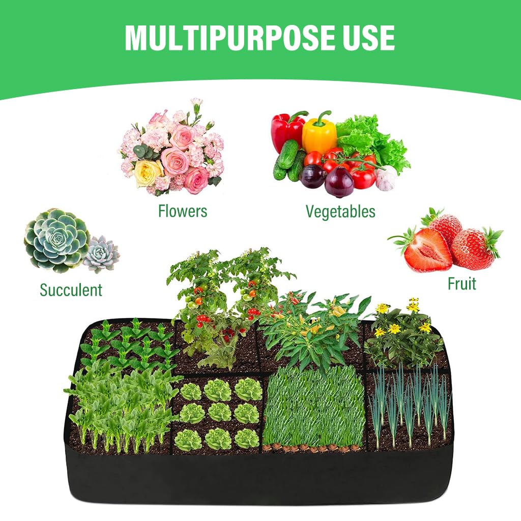 HASTHIP 8 Grids Seeding Tray for for Growing Vegetables Potatoes Flowers, Reusable Breathable Fabric Germination Plant Tray, Planter Raised Bed
