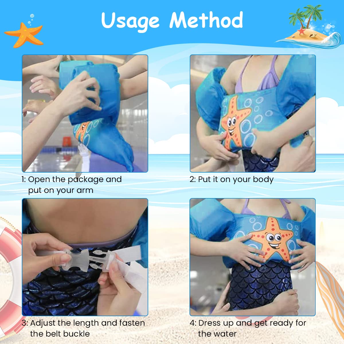 Proberos Swimming Trainer Vest, Life Jacket Safety Float Arm Bands Gear for Boys and Girls, Float Arm Bands Swimming Trainer Vest Life Jacket Safety Gear for Toddler Under 25KG