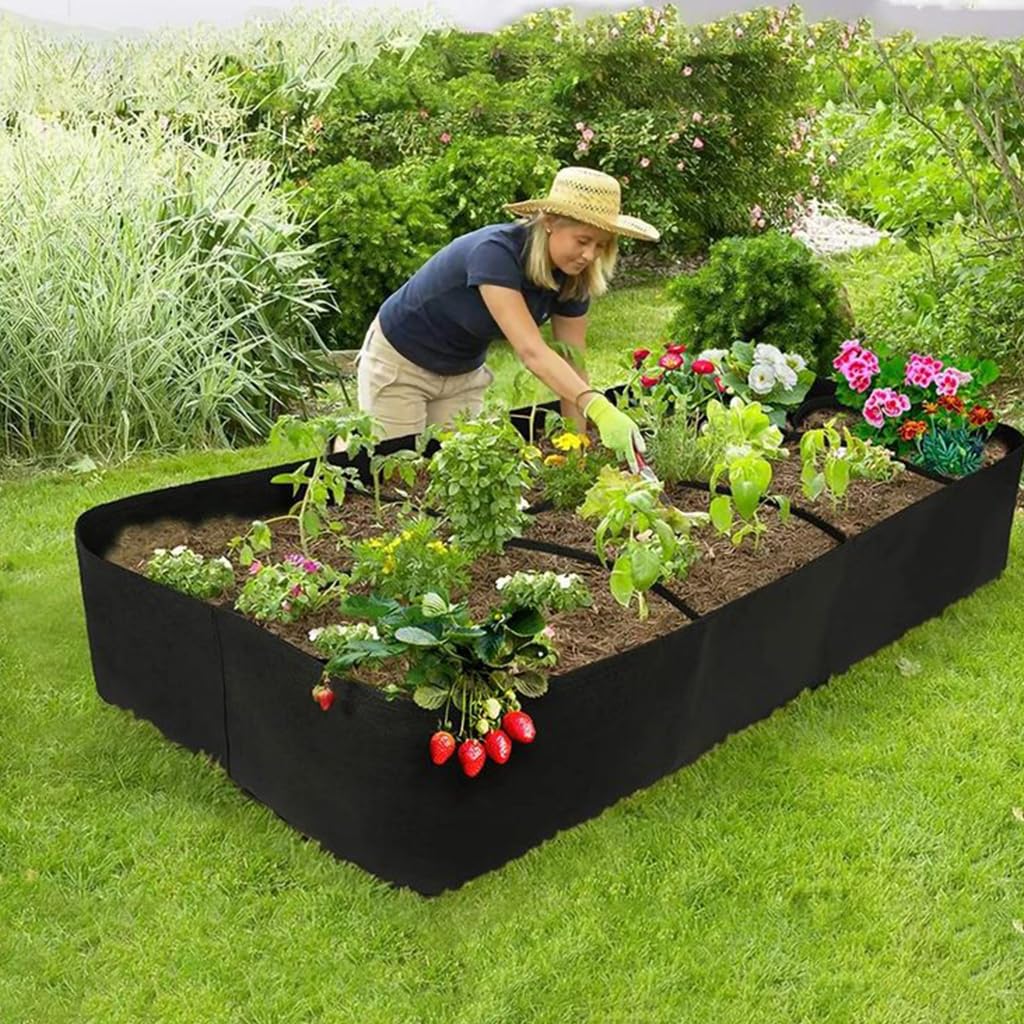 HASTHIP 8 Grids Seeding Tray for for Growing Vegetables Potatoes Flowers, Reusable Breathable Fabric Germination Plant Tray, Planter Raised Bed