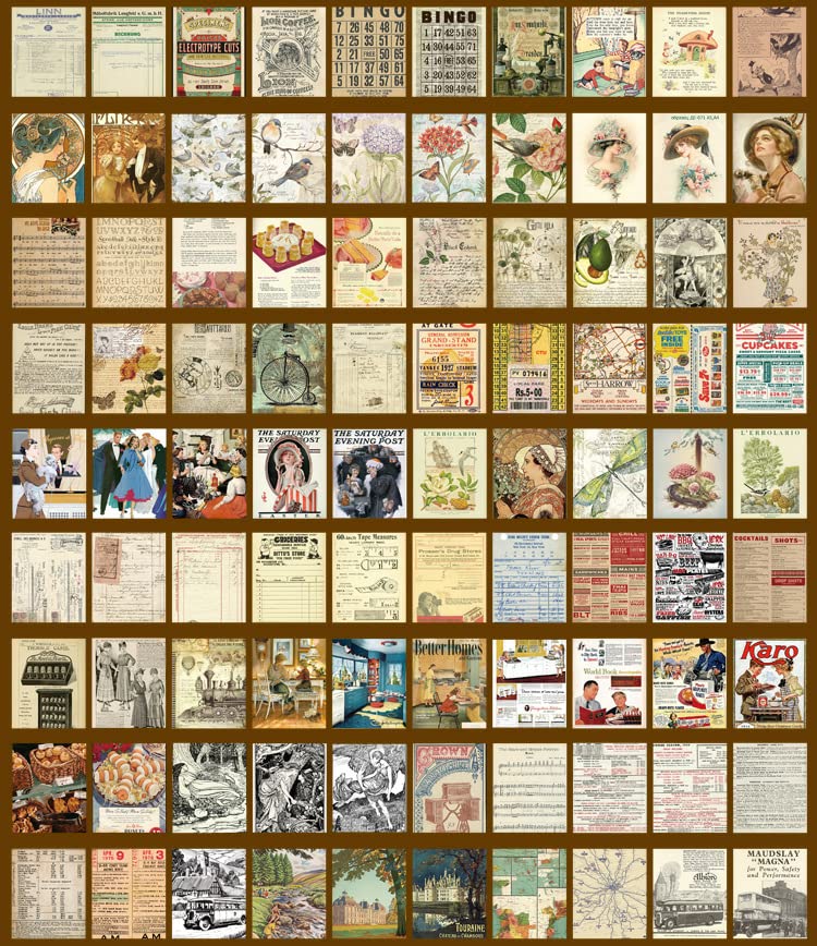 HASTHIP Vintage DIY Scrapbooking Paper 800 Sheets Decorative Paper Collection for Art Craft DIY Album Sticker Vintage Journal Stickers Journaling Bullet Notebook Sticker