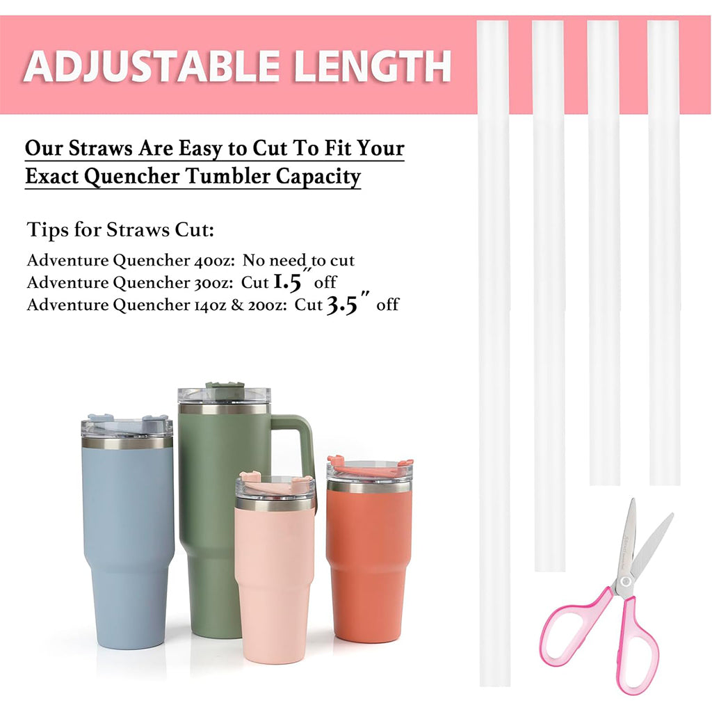 HASTHIP 6Pcs Clear Silicone Straws for Stanley 40Oz Cup & 2 Straw Caps, Heat Resistant Silicone Straws Universal 11.8'' Silicone Straws 10mm Reusable Straw with Stopper Tips