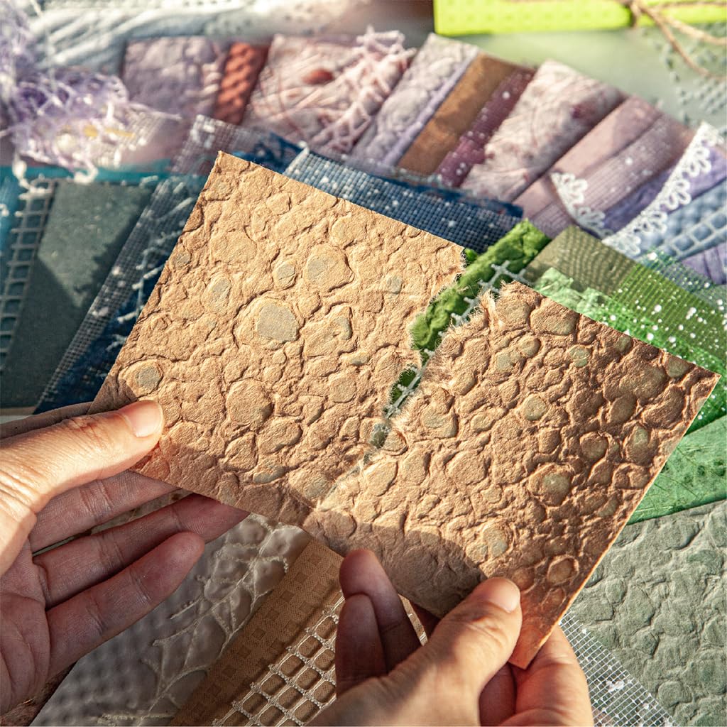 HASTHIP 16Pcs Textured Scrapbook Paper Textured Paper, 10x14cm Scrapbooking Materials Paper Assorted Textured Paper for Journaling, Card Making & DIY Crafts, Perfect Gift for Craft Lovers, Brown