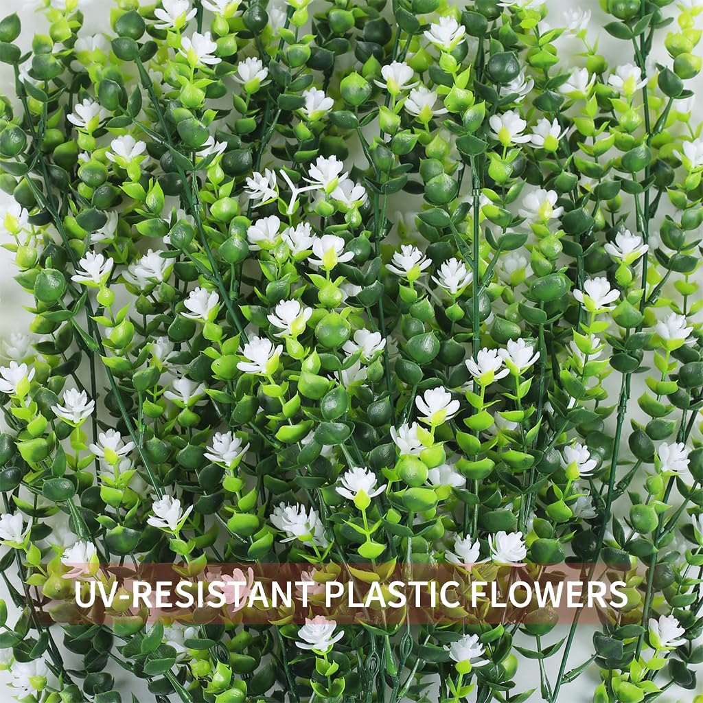 HASTHIP 3Pcs Realistic Eucalyptus Flower Vine Balcony Flower Decor 30.7 Inches Realistic Flower Hangings Wall Decoration Artificial Eucalyptus Flower Vine Home Decoration Garden Decorative Flower