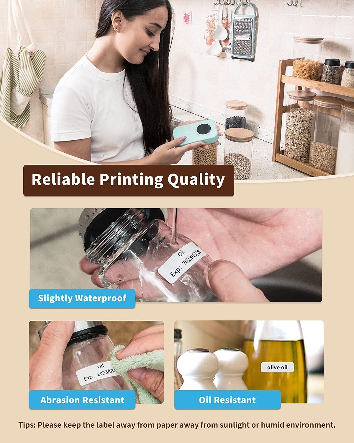 HASTHIP D30 Label Maker,Sticker Maker Machine with One Tape Inkless Small Bluetooth Label Printer for iOS and Android Thermal Inkless Printer for Home Office-White