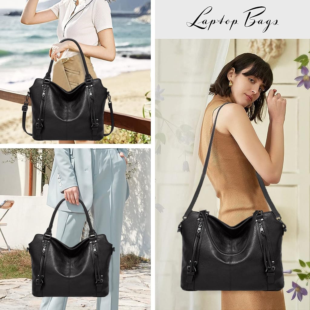 PALAY Handbags For Women PU Leather Hobo Bags for Women Purse Stylish 2 in 1 Tote Bags with Shoulder Strap Ladies Office Bag