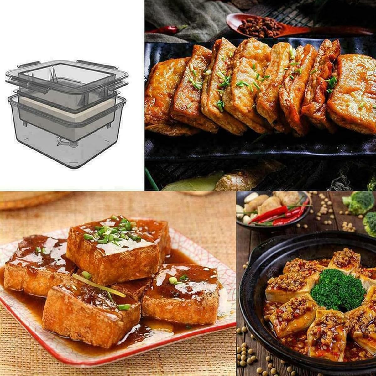 HASTHIP Tofu Press Food Grade Tofu Press Tofu Making Tools Homemade Tofu Tools Quick Excessive Water Removal Easy Tofu Drainer Press, Dish Washer Safe, 16x14x8.5cm