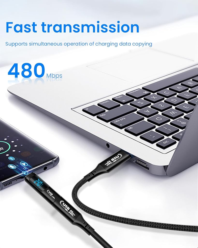 Verilux USB C Adapter USB C 3.0 LCD Display Type C to Type C Adapter Support 240W PD Fast Charging & Data Sync Fashion Aluminum Alloy Portable USB C Adapter