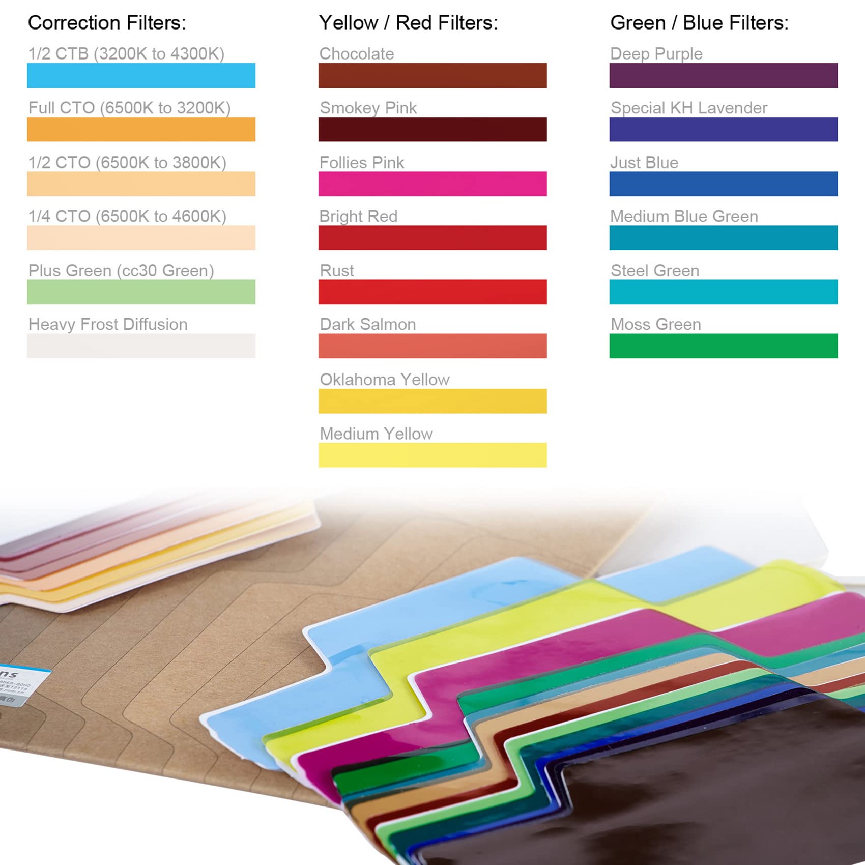 ZIBUYU 20 Sheet Colors Filters for Camera Speedlite, Filters for Camera Flash Light, with 2 Rubber Fixing Band, 1 Storage Bag, Photography Color Correction Filter on Speedlite
