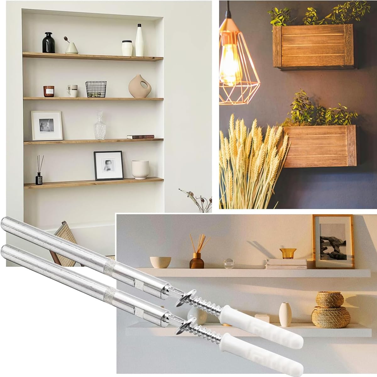 Serplex 2Pcs Concealed Floating Shelf Brackets Iron-Carbon Alloy Wall-Mounted Invisible Bracket Shelf Supporter, Bookshelf Hidden Fixed Bracket for DIY Custom Wall Floating Board Shelves
