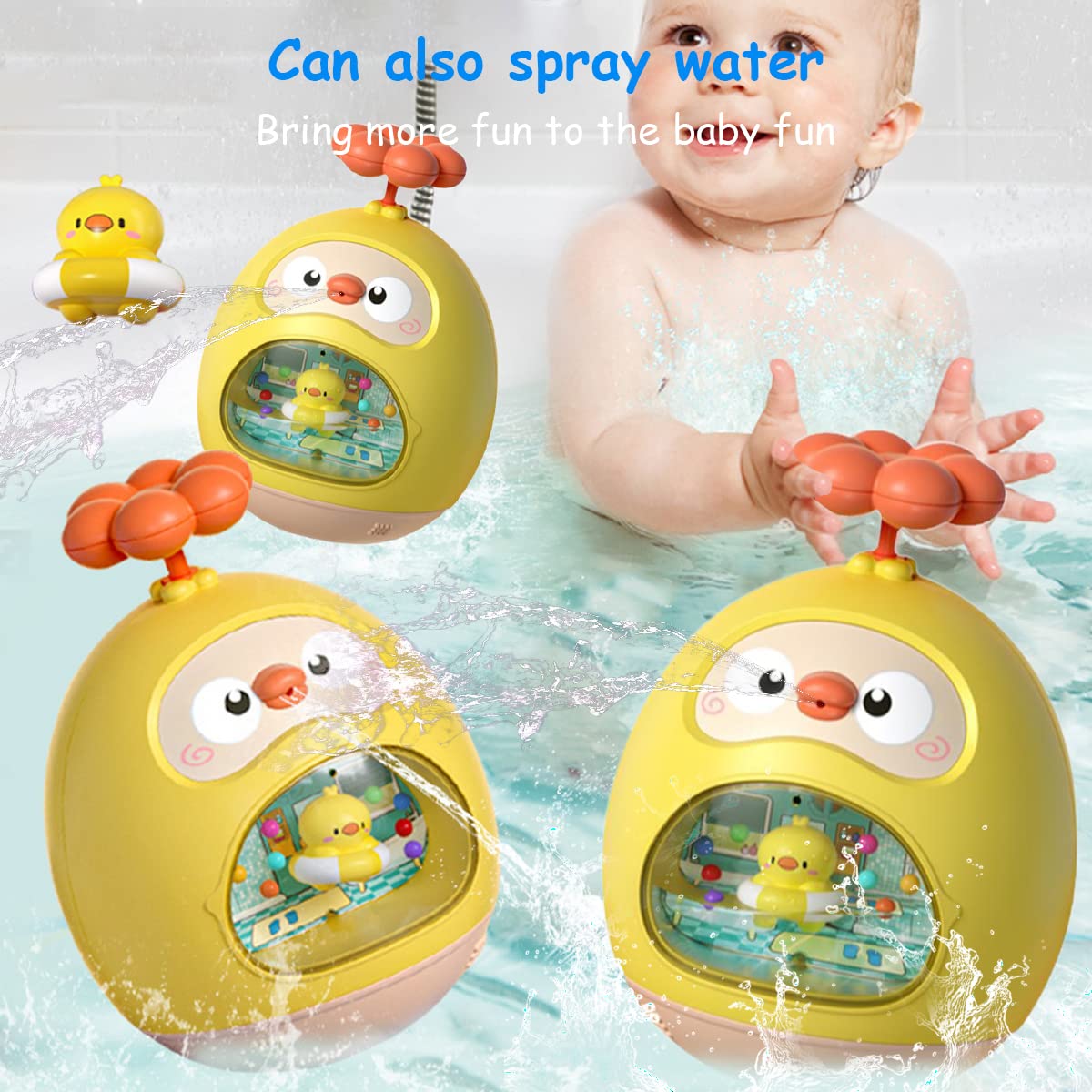 PATPAT Roly-Poly Toy for Baby Kids Baby Bath Toys Fun Duck Water Spray Toy Cartoon Bath Toy Sprinkler Toy Bathtub Toy Gift Toy for Baby Toddler Infant 3-12 Months
