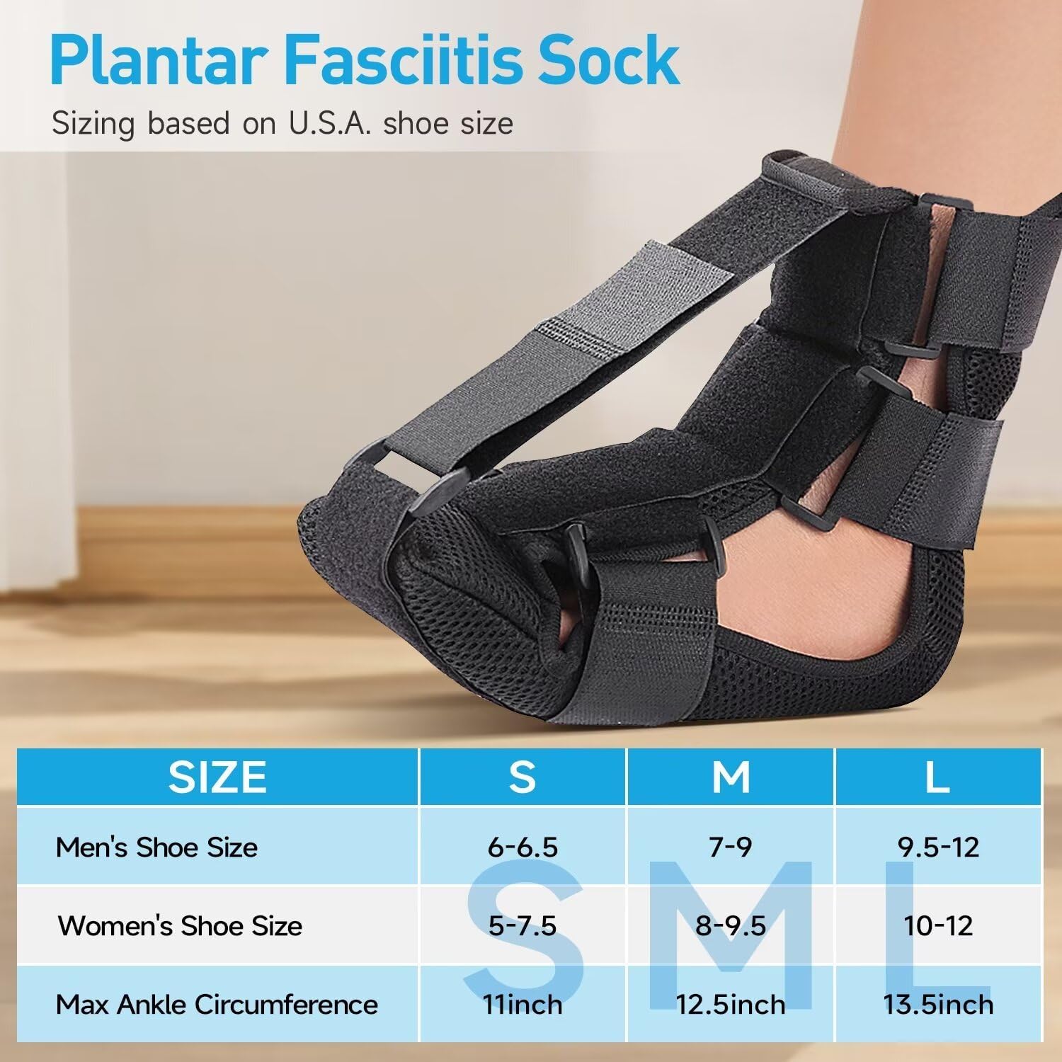 HANNEA Ankle-foot Orthosis, Foot Drop Splint Adjustable Ankle-foot Orthosis Wearable Night Splint for Improve Foot Drop Gentle Foot Support for Pain Relief and Healing