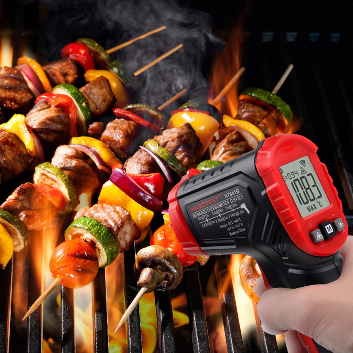 Serplex Infrared Thermometer Temperature Sensor Digital Temperature Gun-50°C to 400°C(-58°F to 752°F), with LCD Display and Temperature Warning, for Cooking, Home Repairs, Industrial Use.