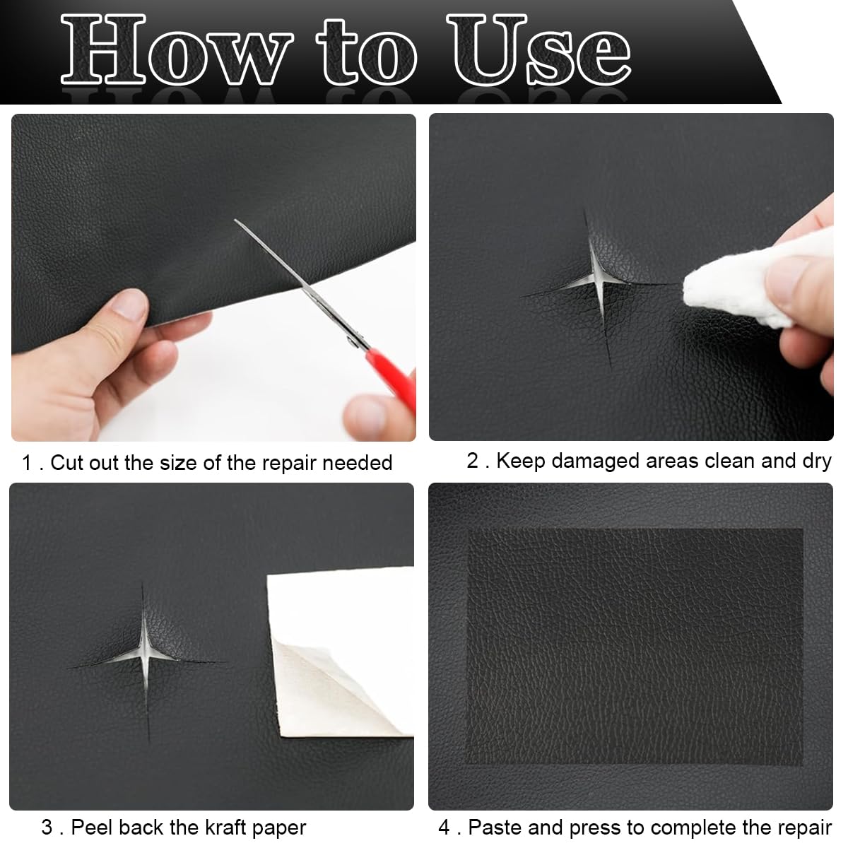 HASTHIP Leather Repair Patch, Leather Repair Tape, Tape self Adhesive for Couch Car Seats Furniture Sofa Vinyl Chairs Shoes Fabric Fix