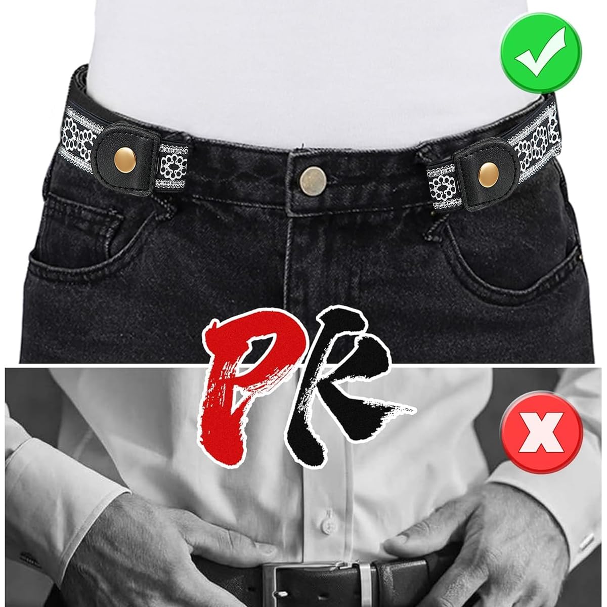 PALAY Chic Buckle Free Belt Women Belt Invisible Stretchy Belt Buckle Free Belt Adjustable Jeans Belt Women Waist Belt for Jeans, Pants, Trousers, 17.7-30.7 inches