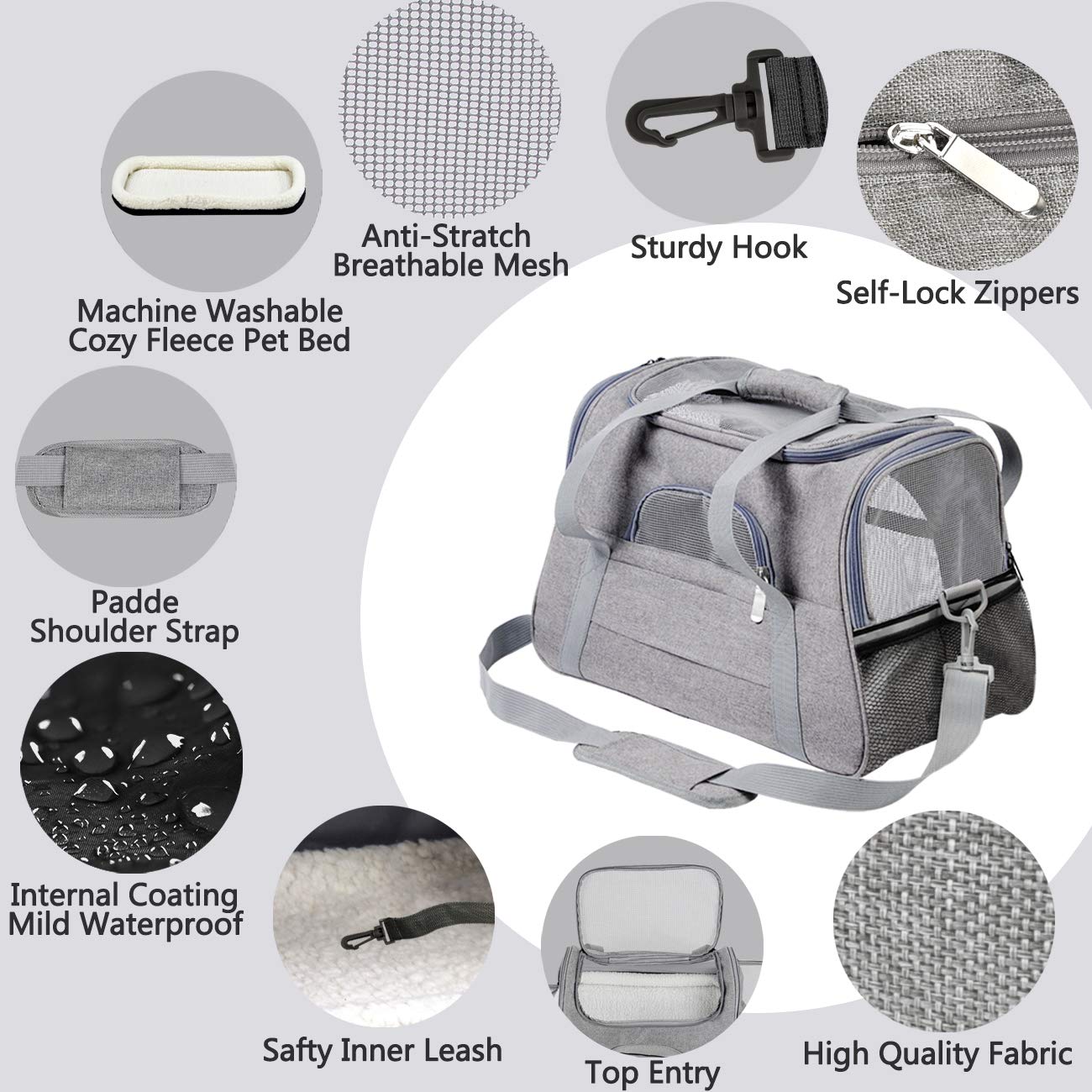 Qpets Travel Cat Bag Carrier Backpack Pet Carrier Breathable Pet Carrier Comfortable Pet Carrier Cat Carrier Bag Dog Carrying Bag with Soft Pad for Small Dogs Cats