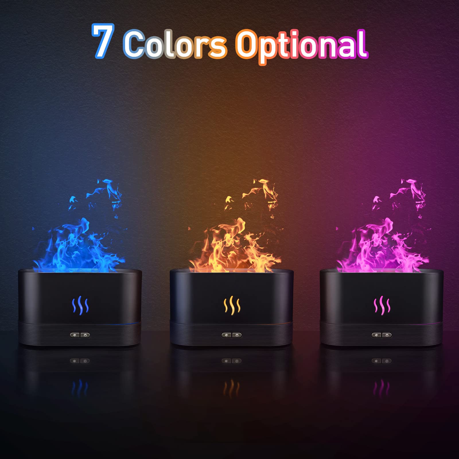 HASTHIP Flame Humidifier for Room Moisture 7 Colors Light Essential Oil Permitted 180ML 24dB Air Humidifier for Bedroom with Ultrasonic Cool Mist Car Desktop Office Humidifier