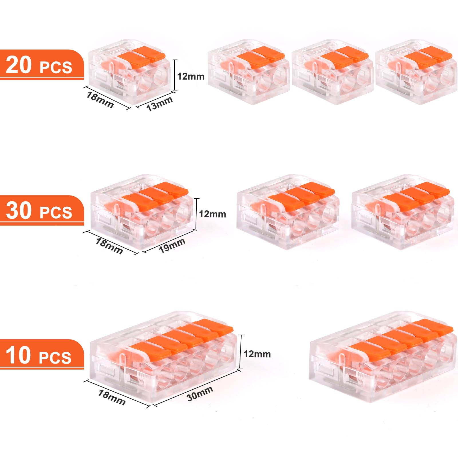 Serplex 75Pcs Cable Connectors Terminals Connector with Case, 2-slot/3-slot/5-slot Cable Connectors Quick Connection Wire Clamps with Lever Universal Cable Connectors for AWG 24-12 Cable