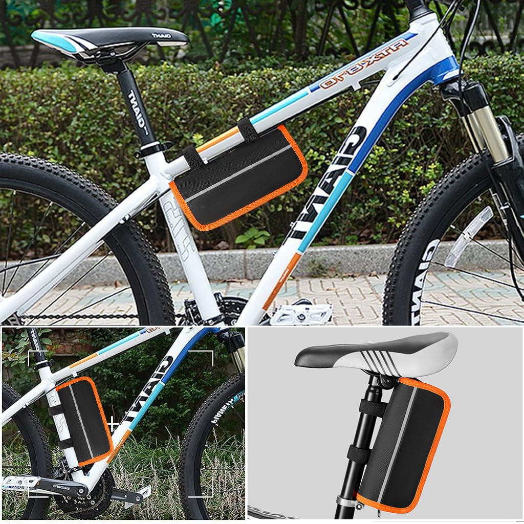 Proberos Bicycle Repair Bag with Tire Pump, Portable Tool Kit with Patches, Inflator, Maintenance Essentials All in One Safety Kit, Portable Tool Kit for Camping Travel