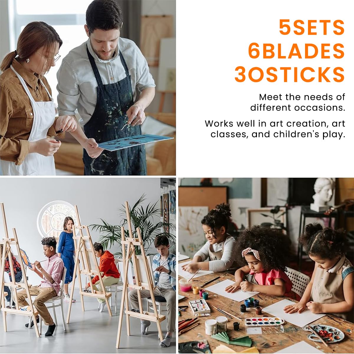 HASTHIP 5 Sets Palette Painting Knives, Plastic Spatula Palette Knives Set, White Art Artist Paint Spatula Tools for Oil Acrylic Painting Color Mixing