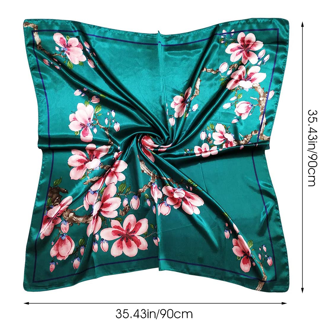 PALAY Scarfs for Women Satin Scarf Comfy Silk Feeling Scarf Stylish Head Neck Women Scarf Pillow Cover Scarf, 35in Square Scarf for Girls