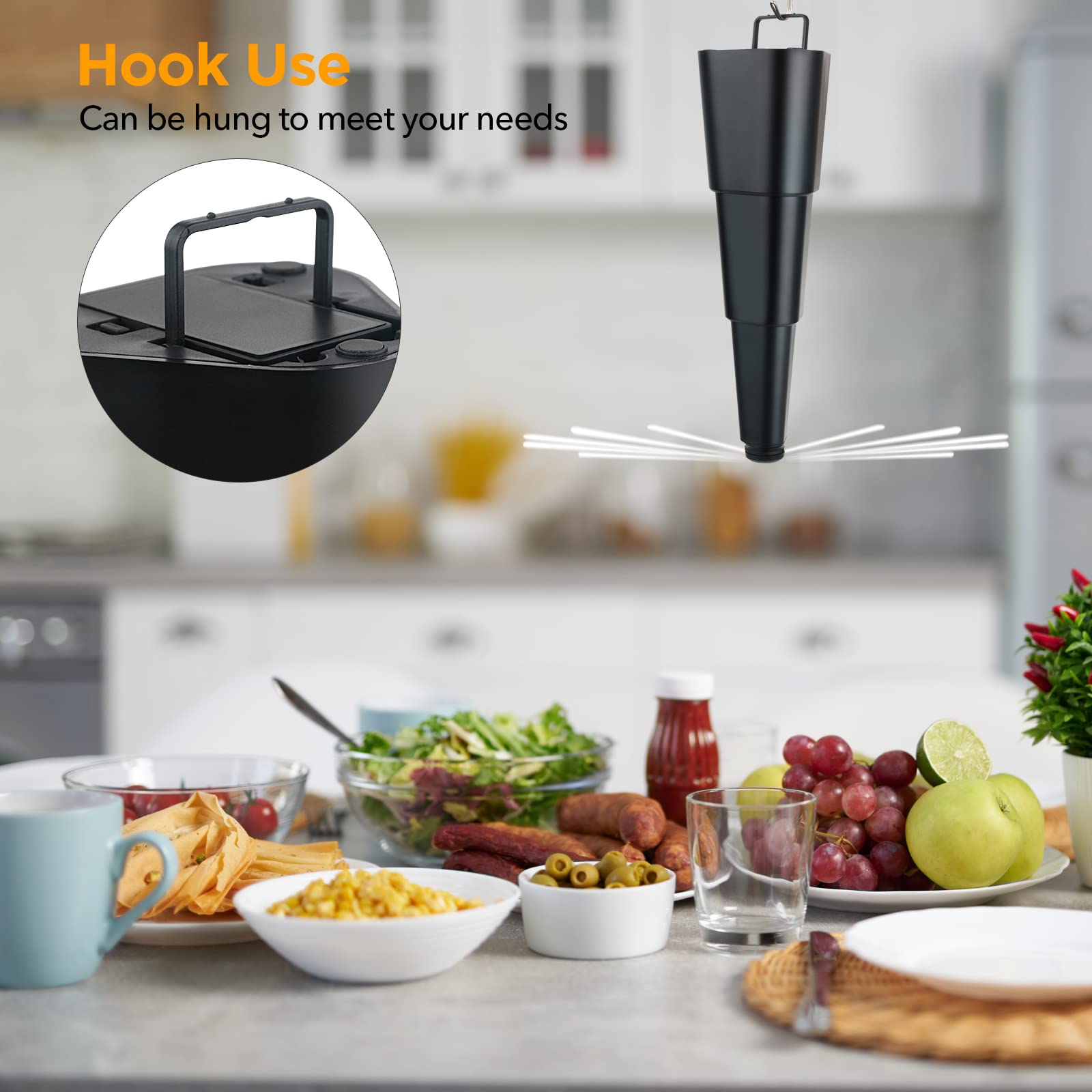 HASTHIP Fly Repellent for Flies Bedbug, Insects, Retractable Fly Repellent Fan for for Kitchen, Dining Table, Portable Fly Trap Fan Keep Flies Bug Away from Food Outdoor Picnic (No Battery)