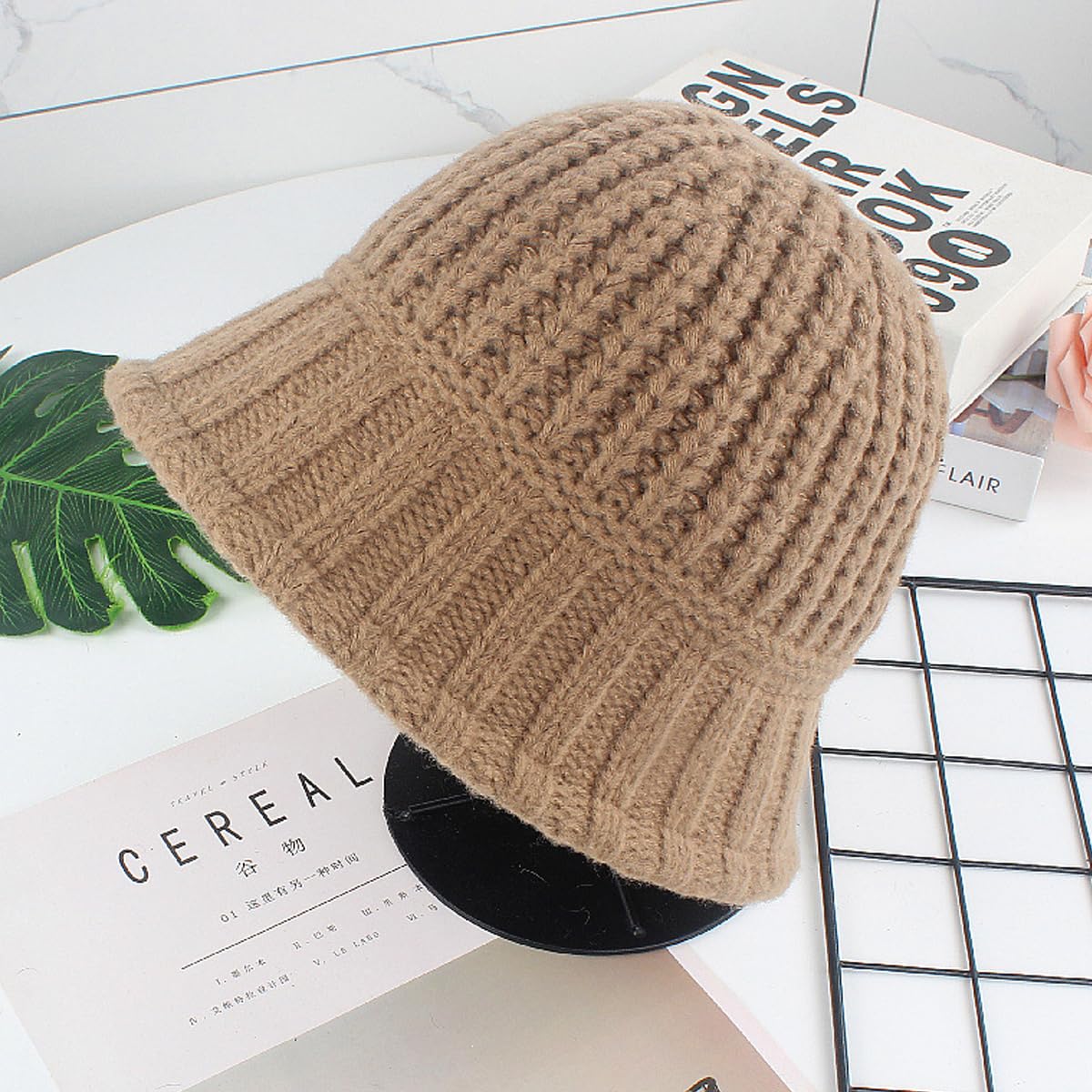 PALAY Winter Cap for Women Fashion Bucket Hat for Women Knitted Hat Winter Warm Hat Beanie Cap Crochet Winter Cap Bronze