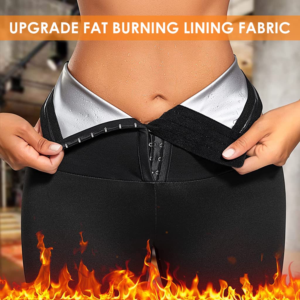 Optifit Hot Sweating Shapewear Pant for Women, Fat Burning Body Shaper for Tummy and Hips, Slimming Capri Pant Sauna Waist Cincher for Weight Loss Women with Neoprene Blue Film Coating Lining (L)