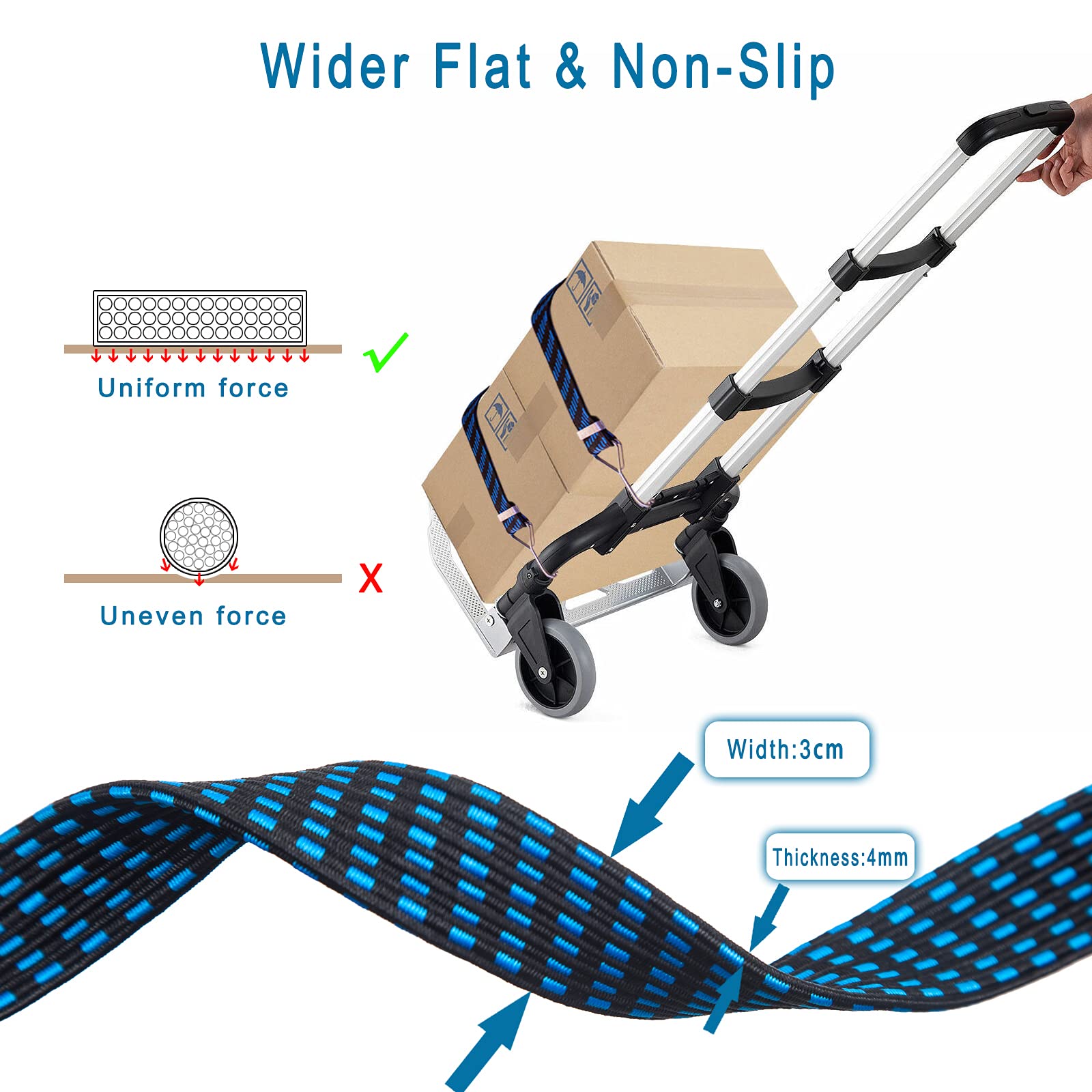 HASTHIP 4Pcs 3.3ft Luggage Strap for Motorcycle Bike with Metal Hooks, High Elasticity Bungee Cord Elastic Rope