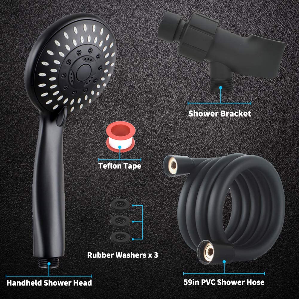 HASTHIP High-Pressure Handheld Shower, 5-Setting Powerful Shower Head with ON/Off Pause Switch & Silicone Water Outlet Holes, Standard Interface Universally Compatibility