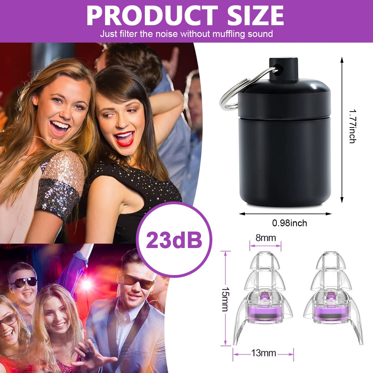 HANNEA High Fidelity Concert Earplugs, Reusable Musicians Ear Plugs, Hearing Protection Ear Plugs for Concerts, Musicians, Festival, DJs, Nightclub, Drummers and Raves Party