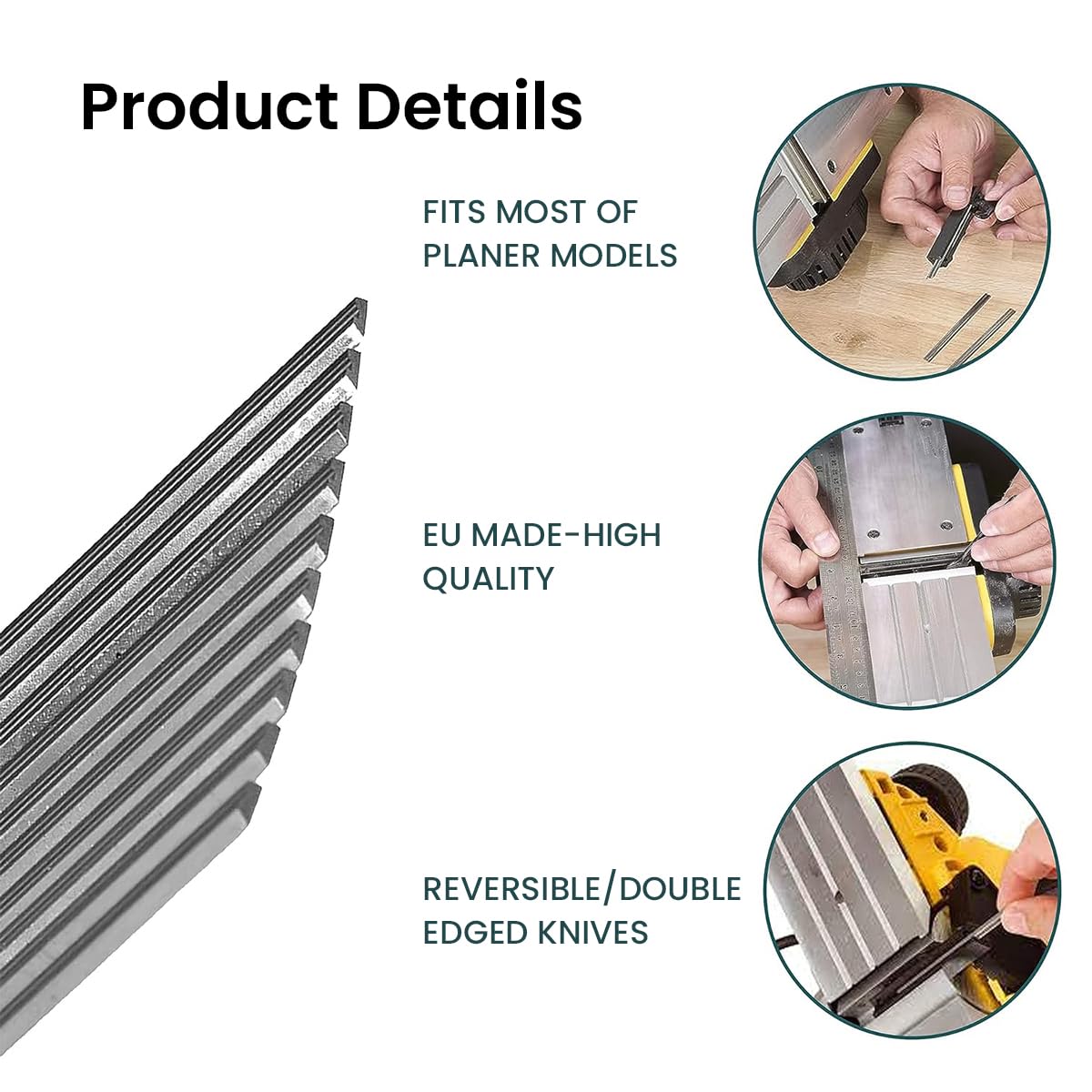 Serplex 10Pcs Replacement Wood Planer Machine Blades Robust Carbon Steel 3-1/4 Inch Wood Planer Machine Blades Replacement Universal Wood Planer Machine Blades for Bosch, Makita, Dewalt, Hitachi