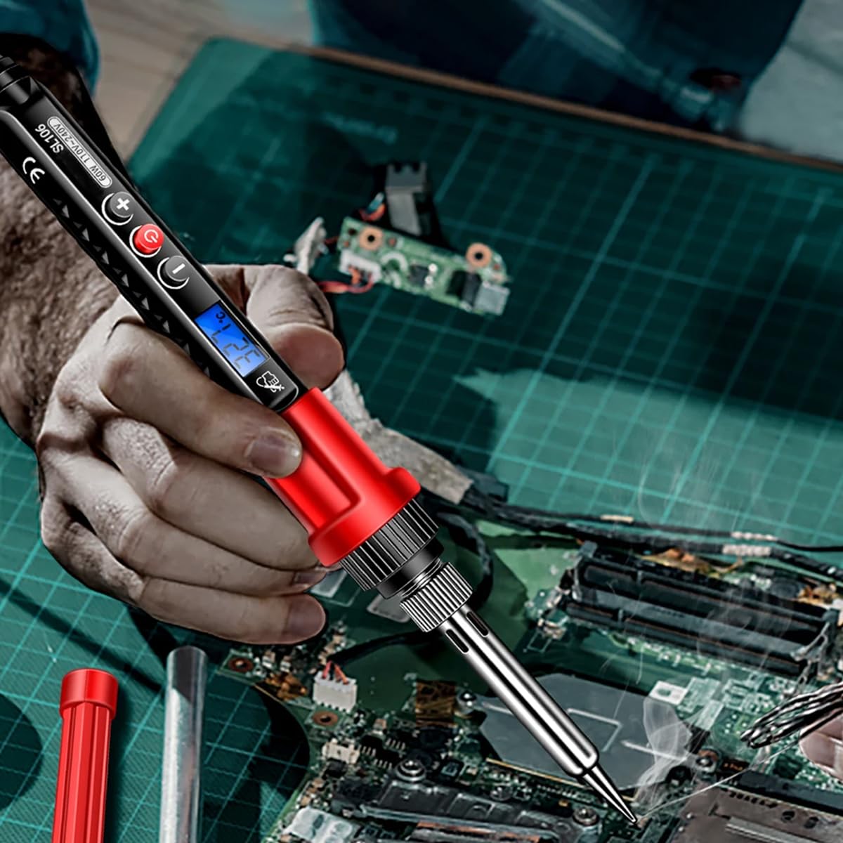 Serplex Electronics Soldering Iron Kit 60W Digital LCD Solder Gun with ON/OFF Switch Adjustable Temperature Controlled Fast Heating Thermostatic Design Welding Tools (Battery Not Included)