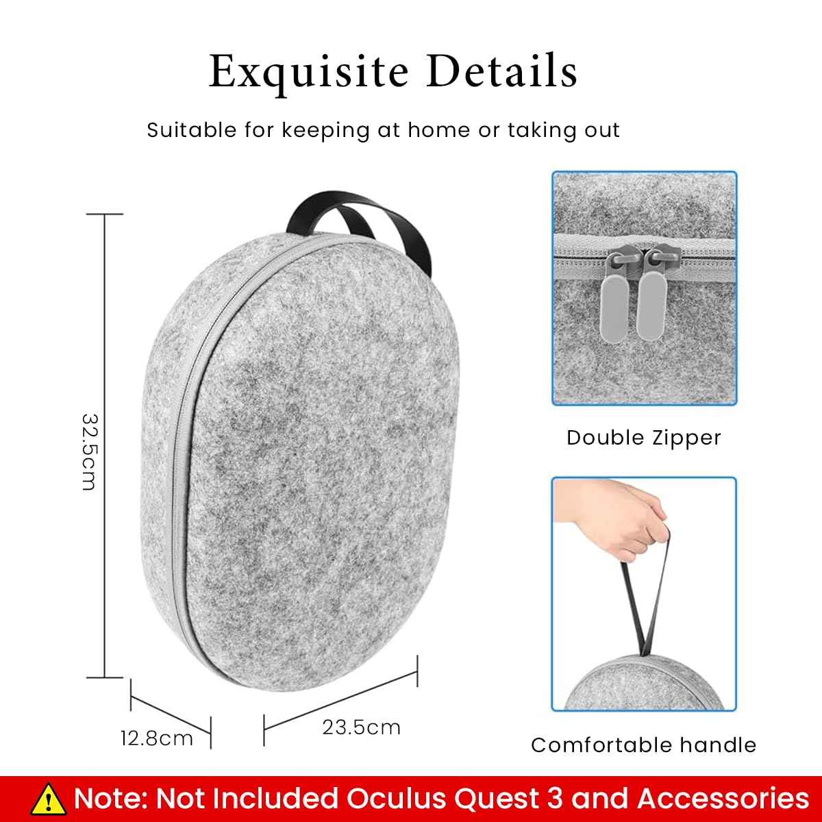 Verilux Carry Bag for Oculus Quest 3, Anti-Scratch Travel Case Bag for Oculus Quest 3 Accessories Bag for Oculus Quest 3 Handle Bag Travel Case with Handstrap for Oculus Quest 3 VR Gaming Headset