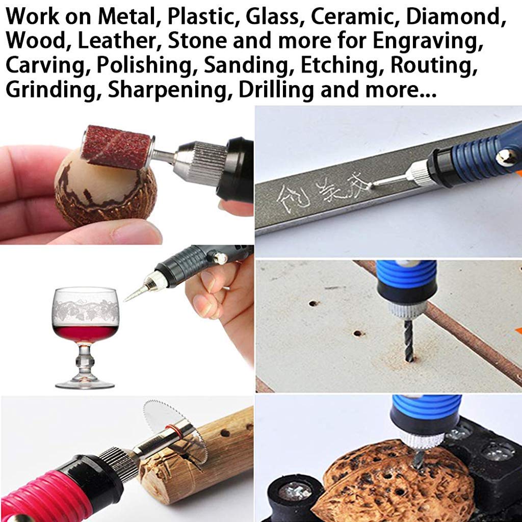 HASTHIP 70 Pcs Engraving Tool Kit, Multi-Functional Electric Corded Engraver Pen DIY Rotary Tool for Jewelry Glass Wood Metal Ceramic Plastic with Scriber, 52 Accessories and 16 Stencils