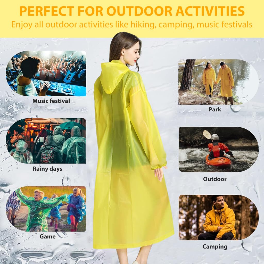 PALAY Rain Ponchos for Men Women, Reusable PEVA Raincoats with Hood for Rain Ponchos for Camping, Hiking, Music Festival, Outdoor Activities