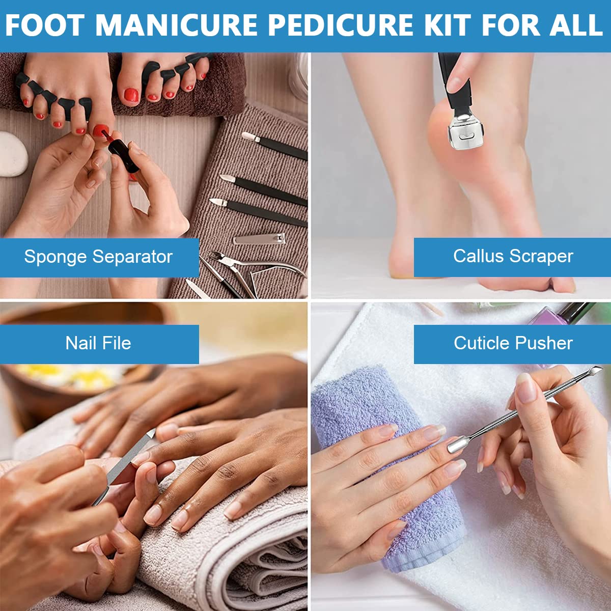 HASTHIP 23 in 1 Stainless Steel Professional Foot Rasp Manicure, Pedicure Tool Set Kit for Foot Care